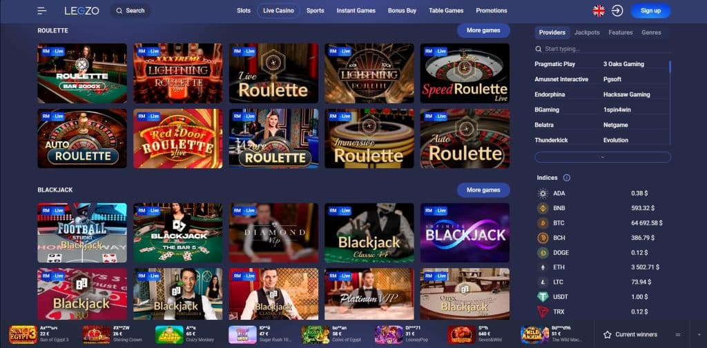 legzo kasyno na zywo