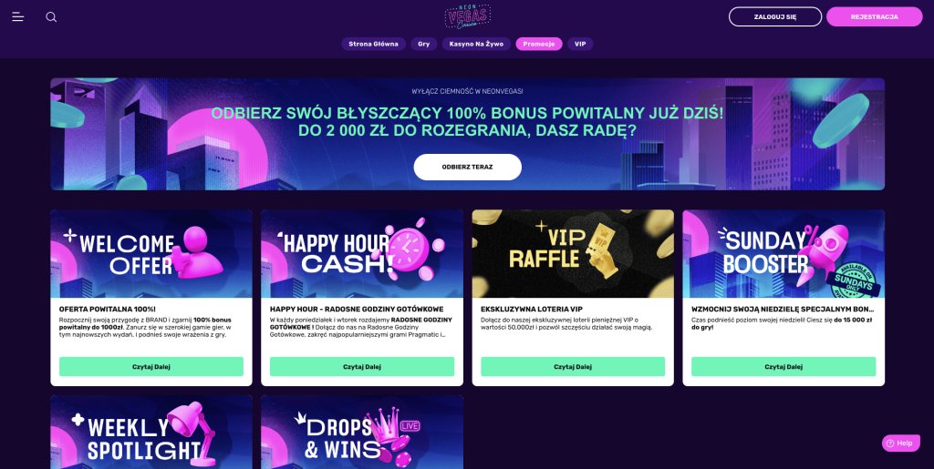 Neon Vegas casino bonusy