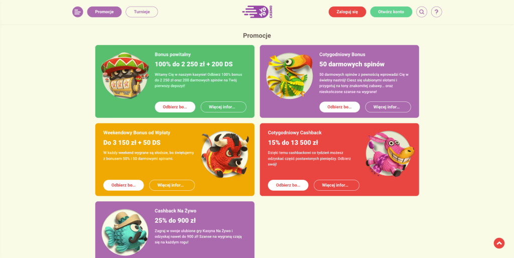 YoYo casino bonusy