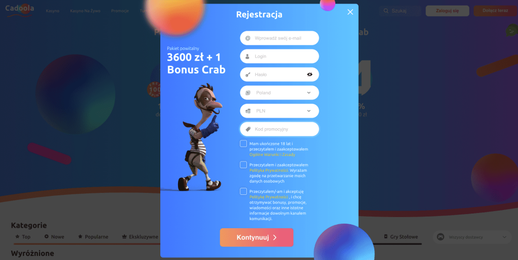 Cadoola casino rejestracja konta