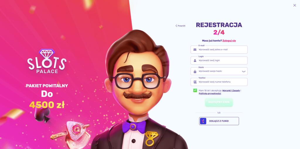 SlotsPalace casino rejestracja konta