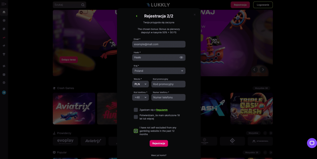 Lukkly casino rejestracja konta