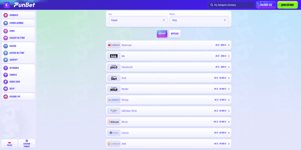 Metody Wpłaty i Wypłat