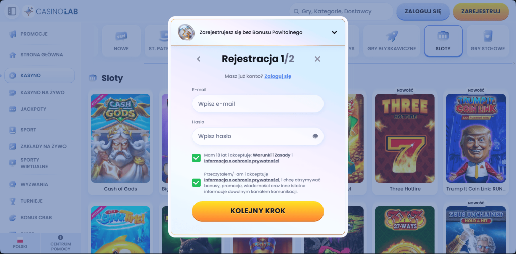 CasinoLab casino rejestracja konta