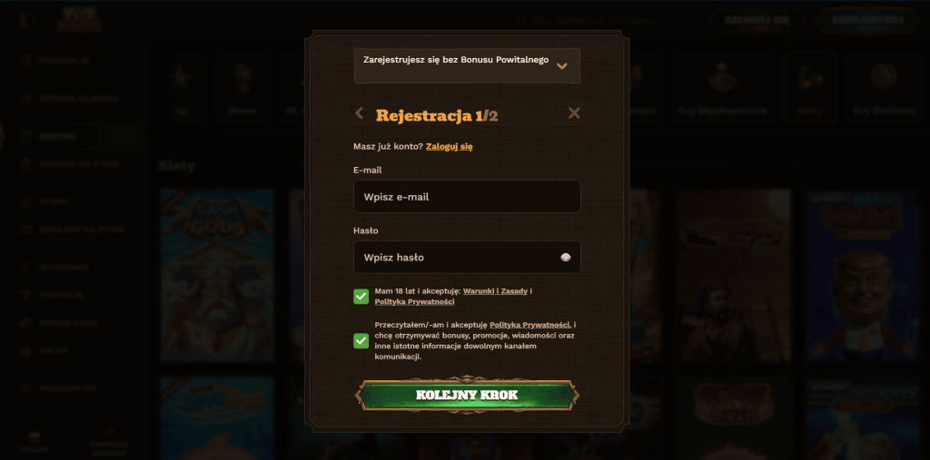 Fat Pirate casino rejestracja konta