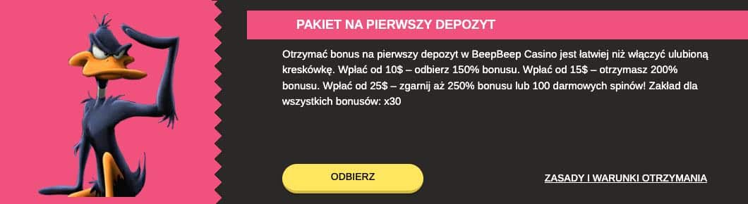 Beep Beep casino bonus za depozyt