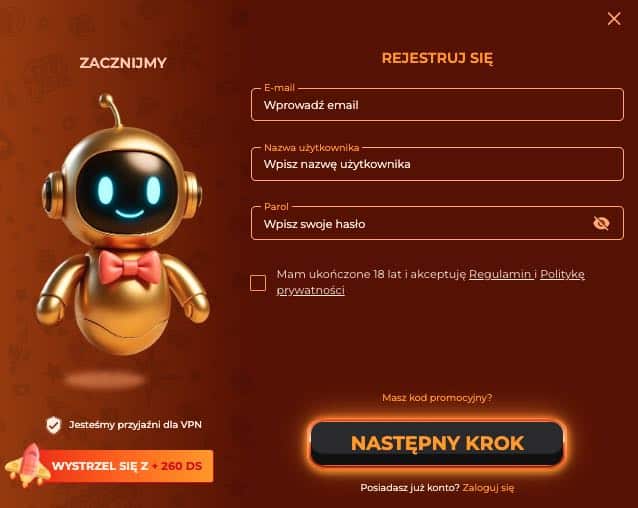 Vegazone casino rejestracja konta