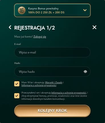 Cashed casino rejestracja konta