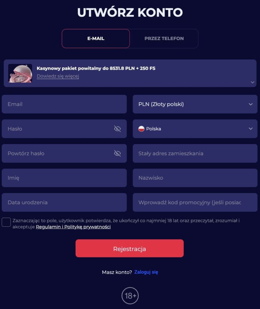 CasinoAndYou rejestracja konta