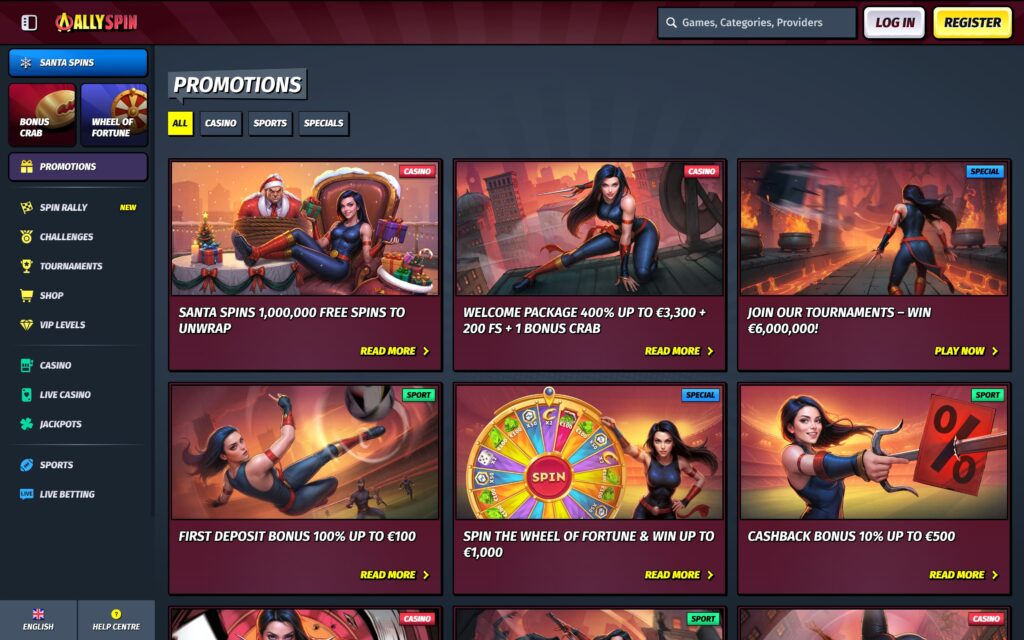 AllySpin casino bonuses