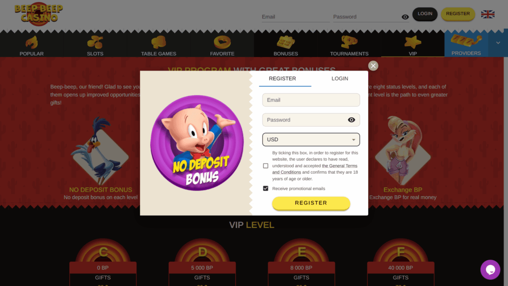 Beep Beep casino registration