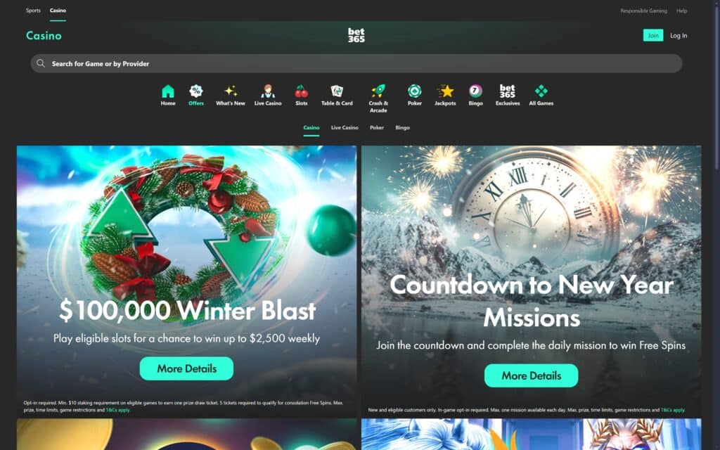 bet365 casino bonuses