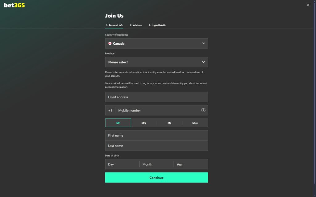 bet365 casino registration