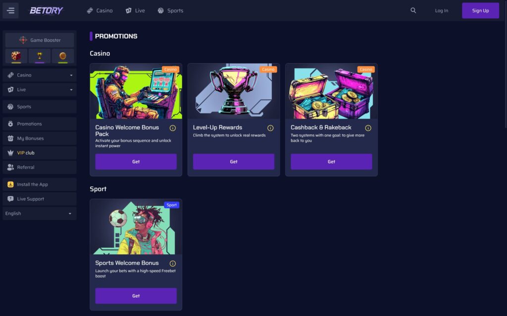 Betory casino bonuses