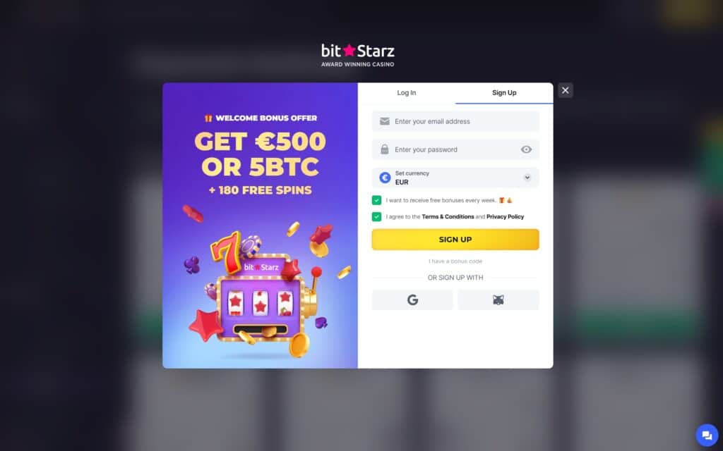 bitStarz casino registration