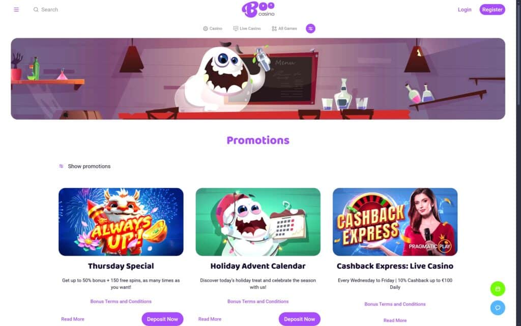 Boo casino bonuses