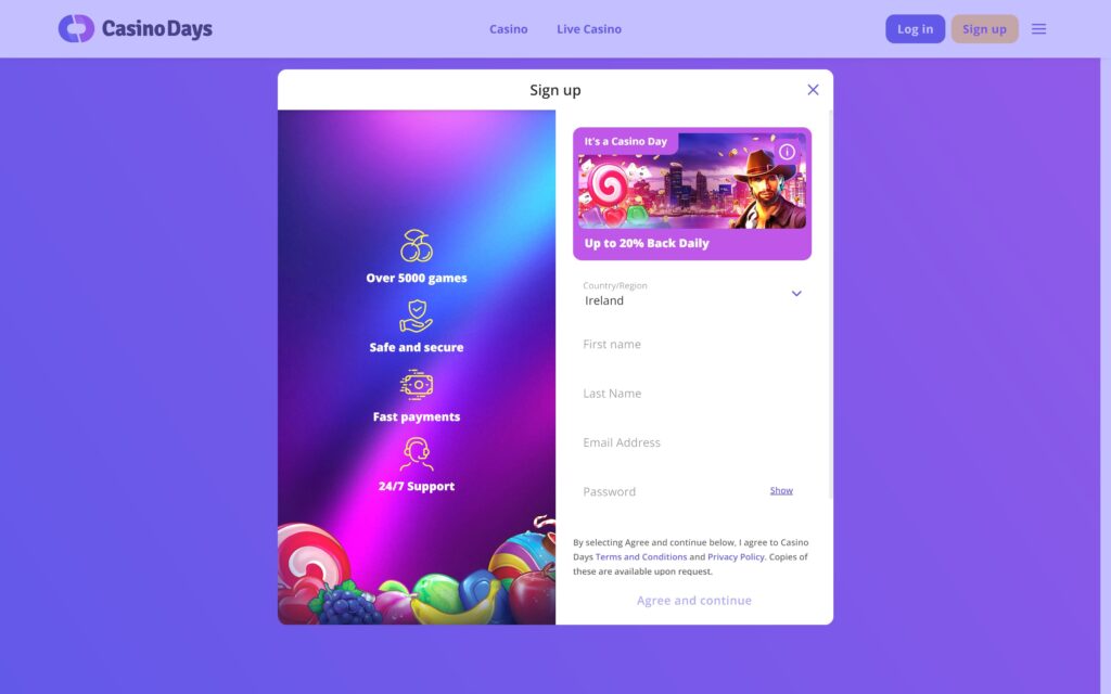 Casino Days registration