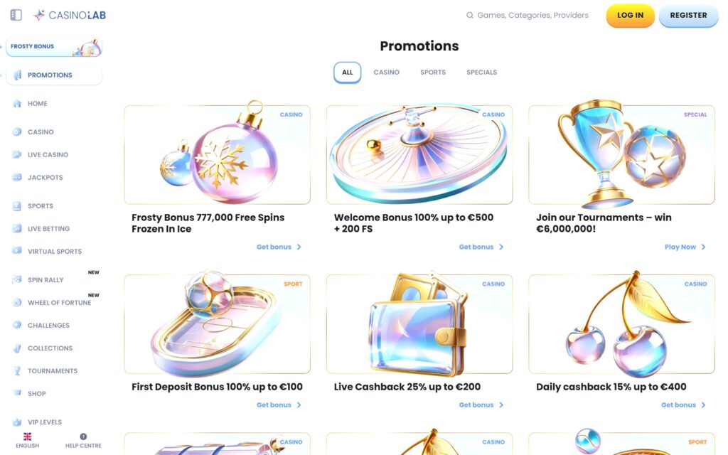 Casinolab casino bonuses