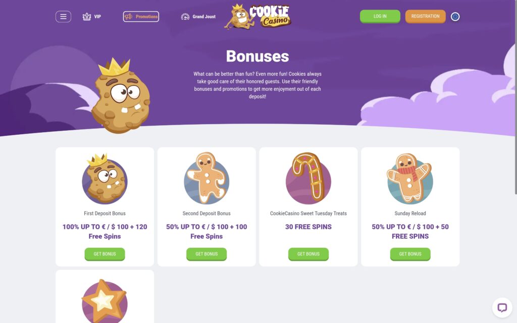 Cookie casino bonuses