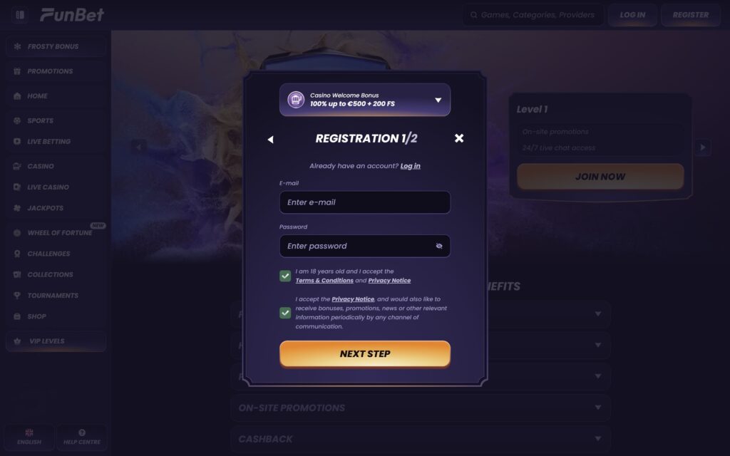 Funbet casino registration