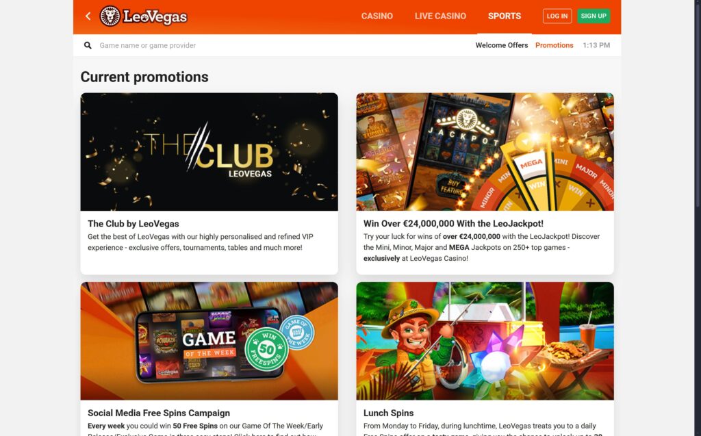 Leovegas casino bonuses