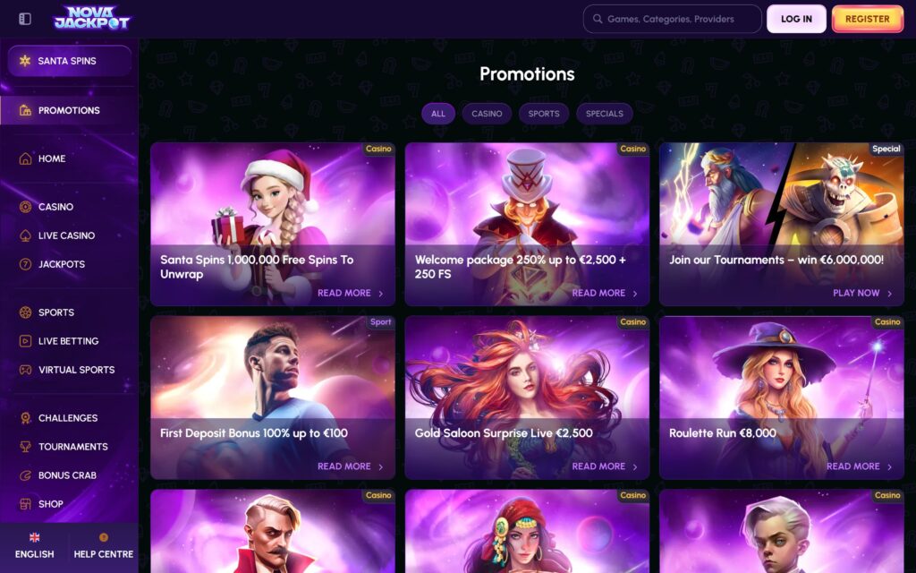 NovaJackpot casino bonuses