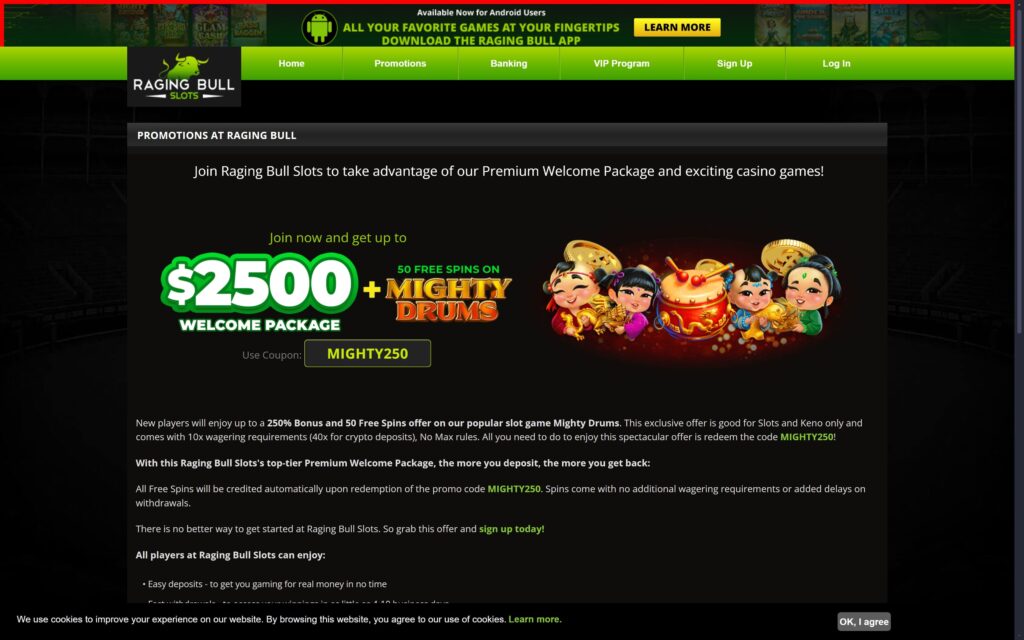 Raging Bull casino bonuses