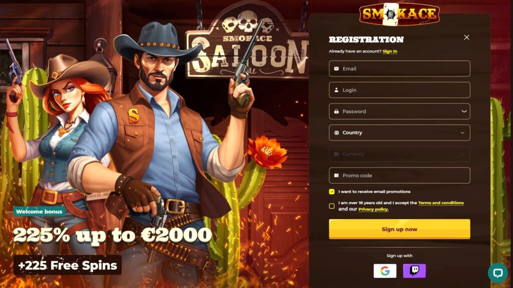 Smokace casino registration