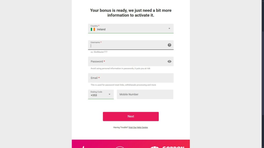 Spin casino registration