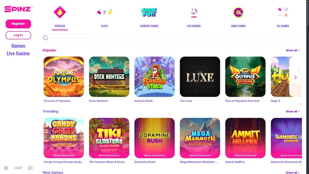 Spinz casino slots