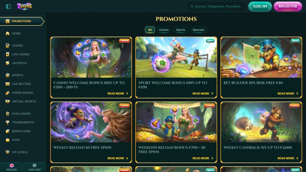 7signs casino bonuses