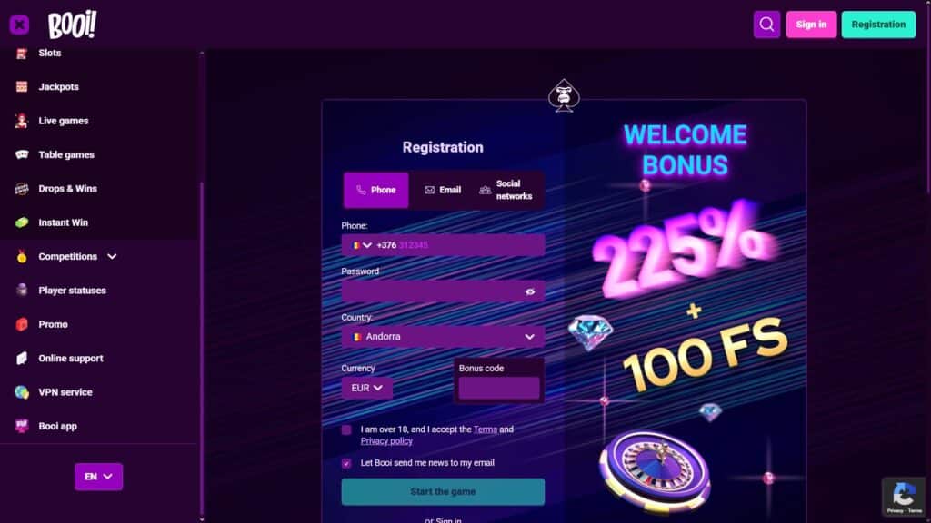 Booi casino registration