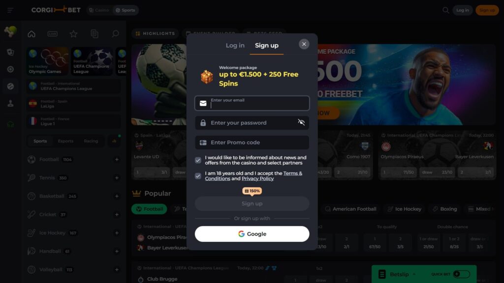 Corgibet casino registration