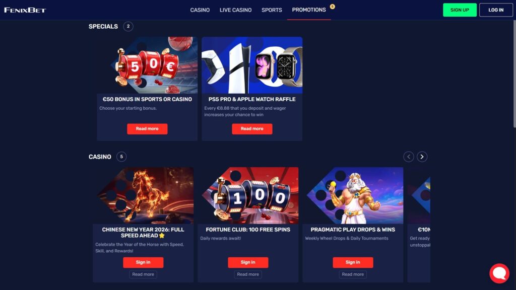 Fenixbet casino bonuses