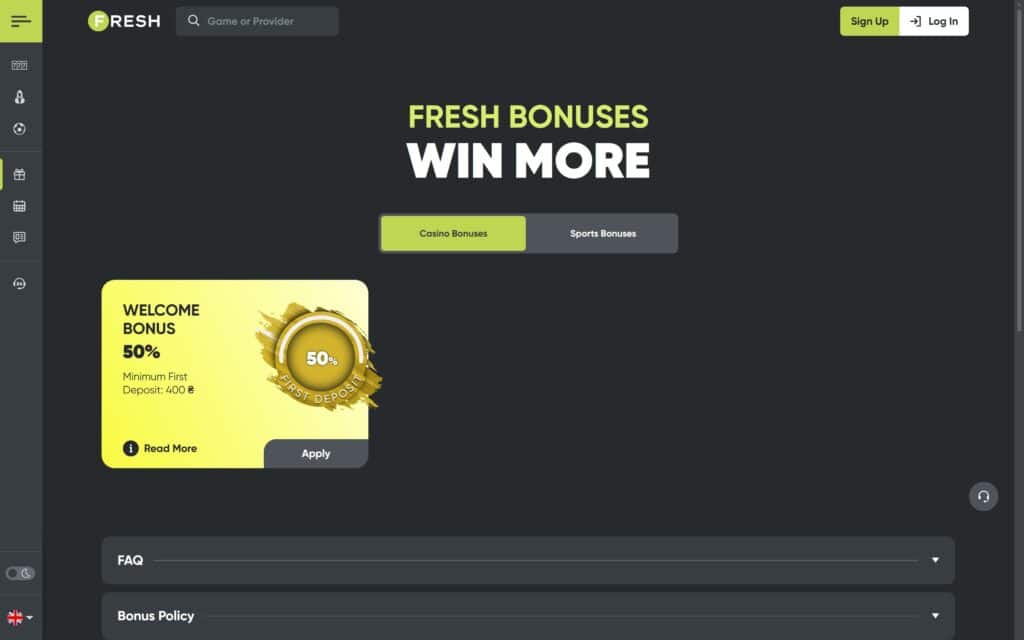 Fresh casino bonuses