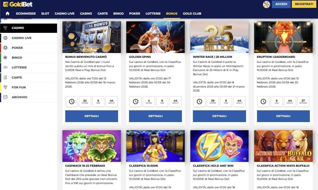 GoldBet casino bonuses