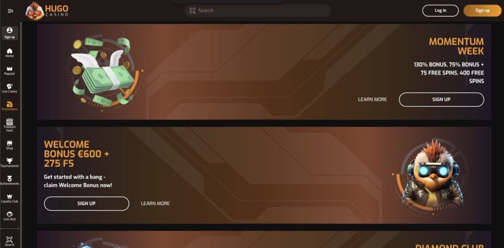 Hugo casino bonuses