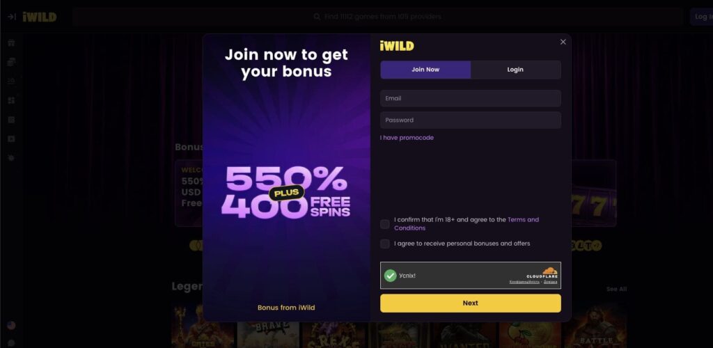 iWild casino registration