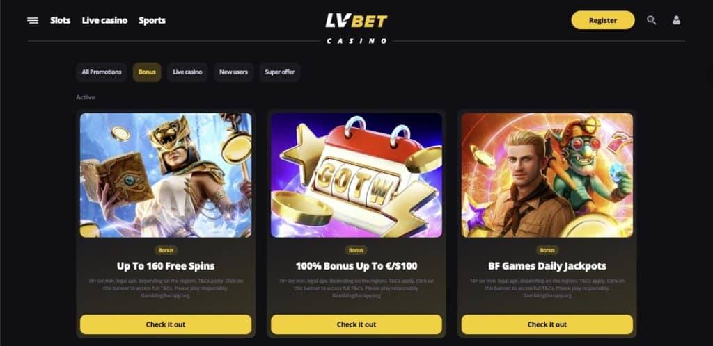 Lvbet casino bonuses