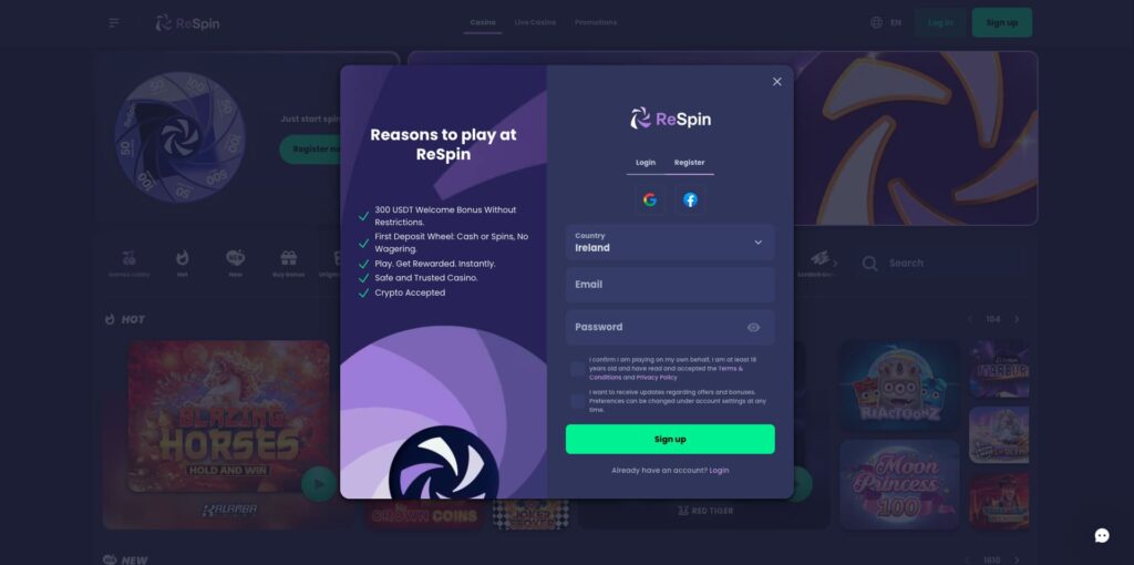 ReSpin Casino Registration