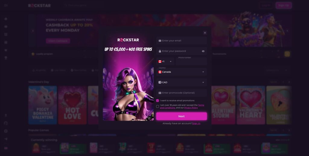 Rockstar Casino Registration