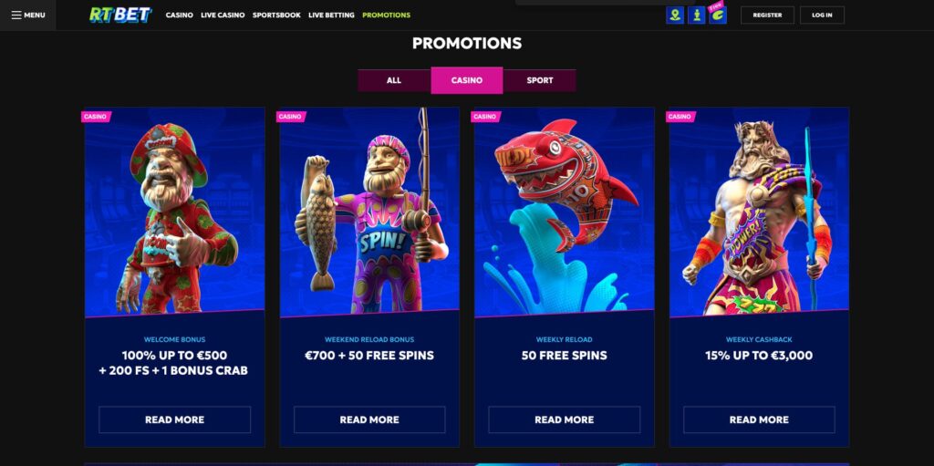 RTbet Casino Bonuses