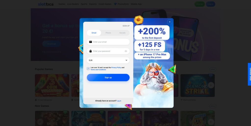 Slottica Casino Registration