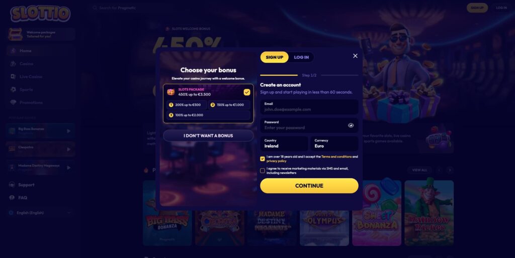 Slottio Casino Registration