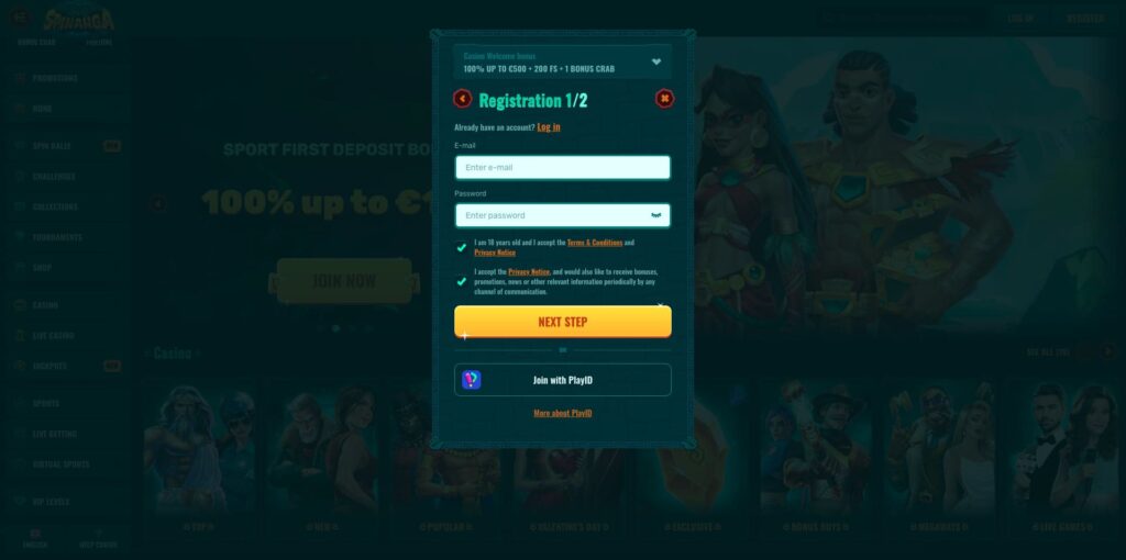 Spinanga Casino Registration