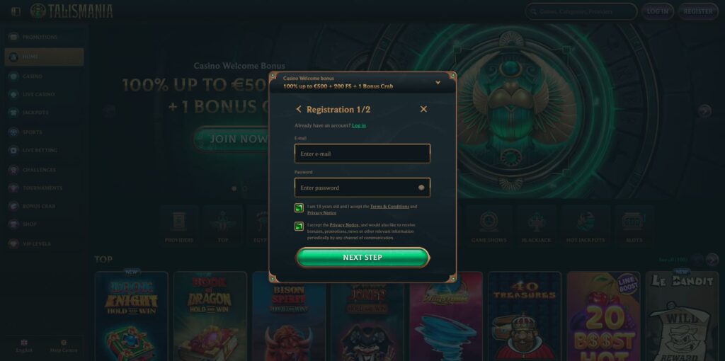 Talismania Casino Registration