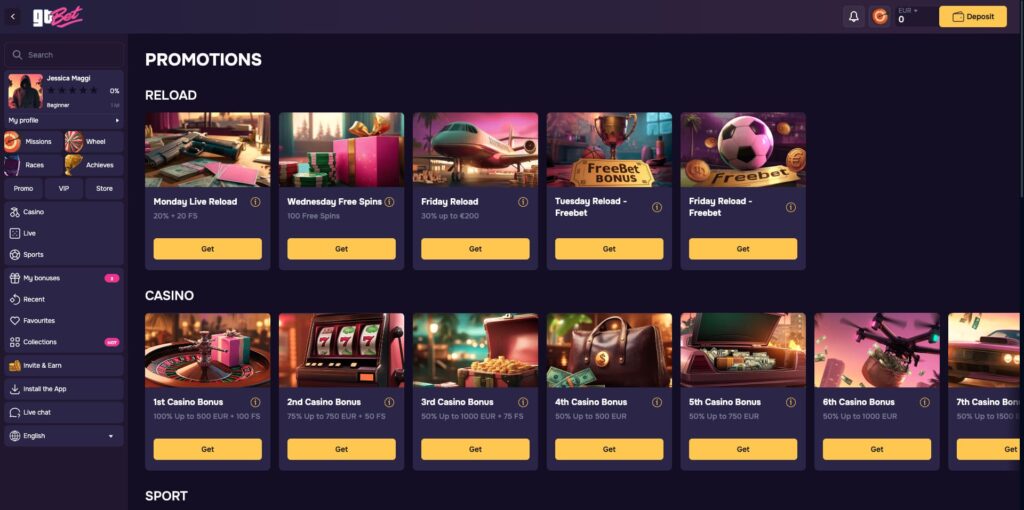 GTbet Casino Bonuses