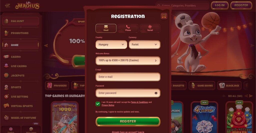 Magius casino registration