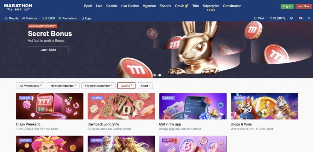 MarathonBet casino bonuses