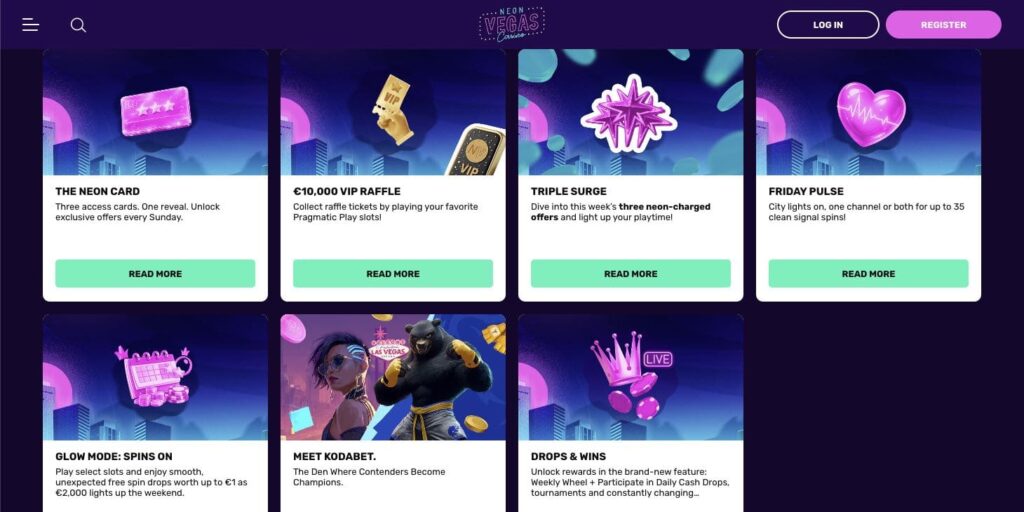 Neon vegas casino bonuses
